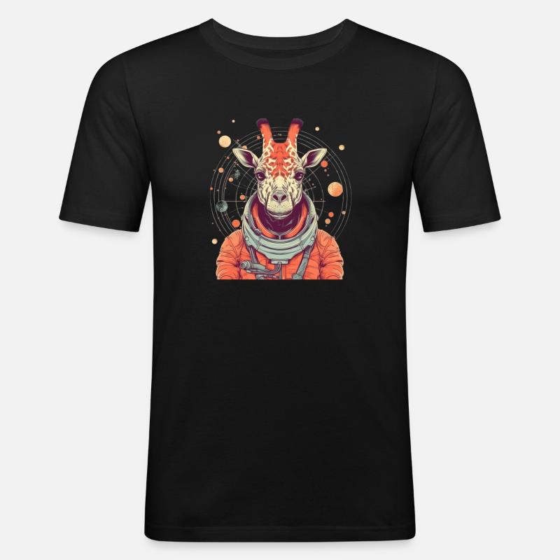 Space Giraffe - Männer Slim Fit T-Shirt - Schwarz
