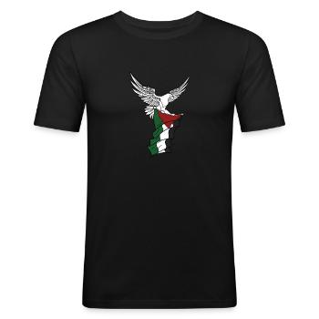 Freiheit für Palästina Palästinische Flagge Gaza - Männer Slim Fit T-Shirt - Schwarz - Vorne - Nik (191cm)