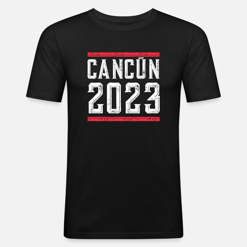 Cancun 2023 - Männer Slim Fit T-Shirt - Schwarz