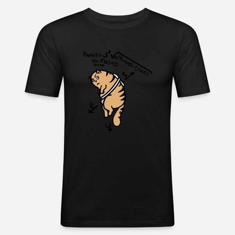 Math T-Shirt - Gato antigravedad en tostada - Camiseta ajustada hombre - negro