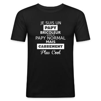 Papy bricoleur - Männer Slim Fit T-Shirt - Schwarz - Vorne - Nik (191cm)