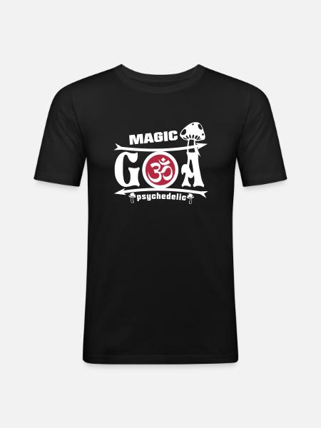 MAGIC GOA Psychedelic - Männer Slim Fit T-Shirt - Schwarz