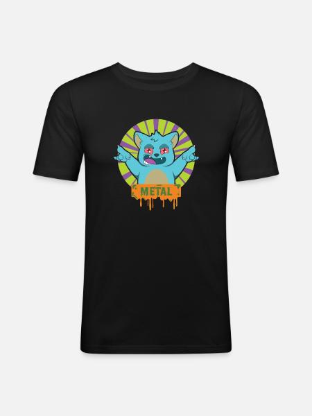 METAL Rock Music Cat - Men's Slim Fit T-Shirt - black