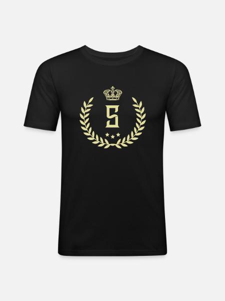 S letter wreath - Men's Slim Fit T-Shirt - black