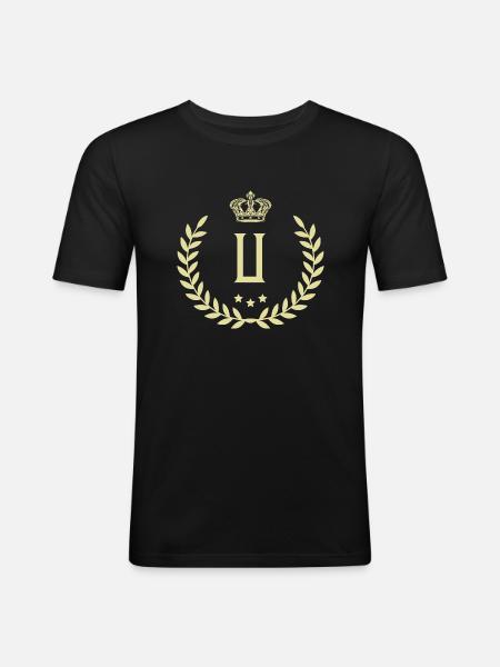 U Buchstabe Kranz - Männer Slim Fit T-Shirt - Schwarz