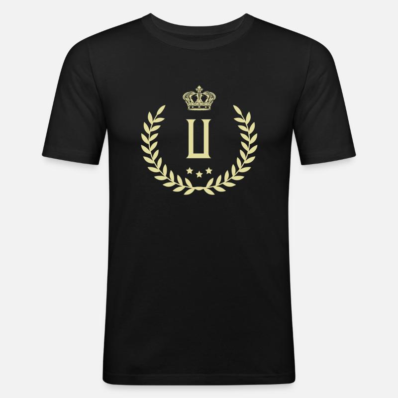U Buchstabe Kranz - Männer Slim Fit T-Shirt - Schwarz