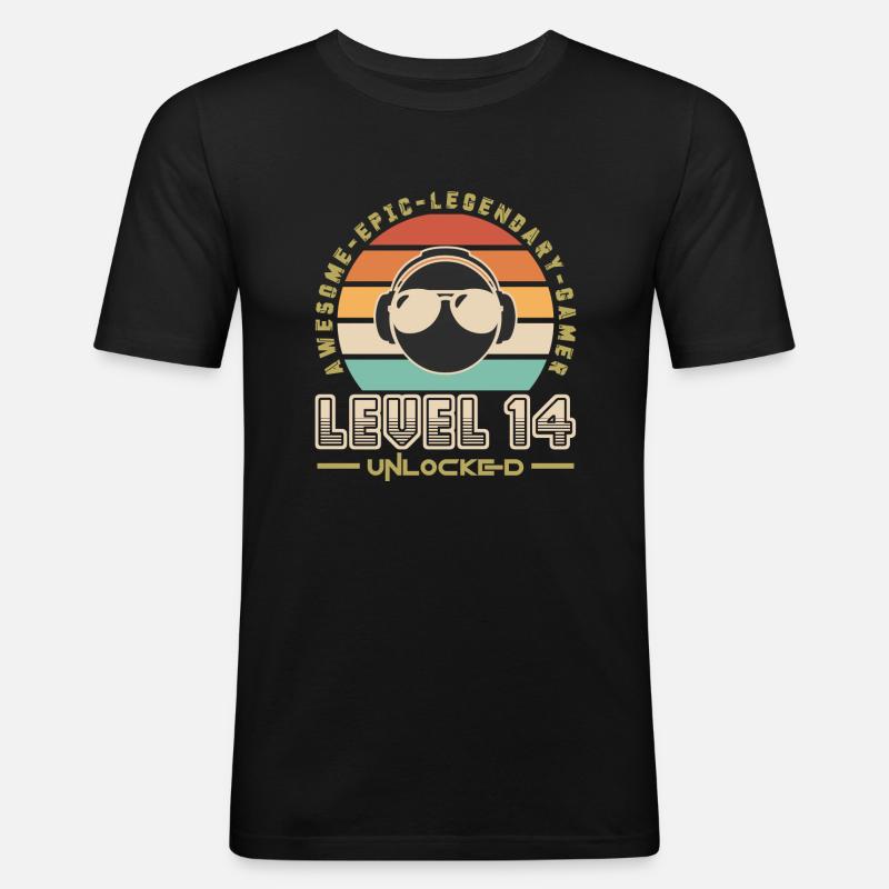Stufe 14 - Männer Slim Fit T-Shirt - Schwarz