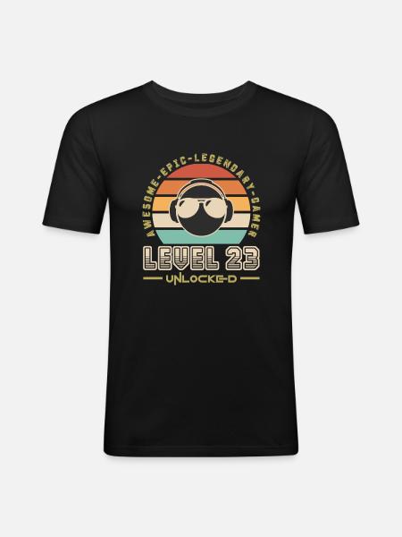 Level 23 - T-shirt près du corps Homme - noir