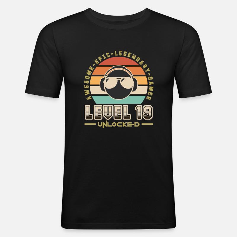 Stufe 19 - Männer Slim Fit T-Shirt - Schwarz
