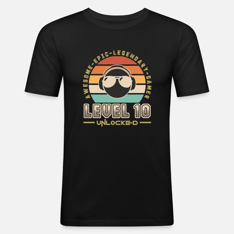 Stufe 10 - Männer Slim Fit T-Shirt - Schwarz
