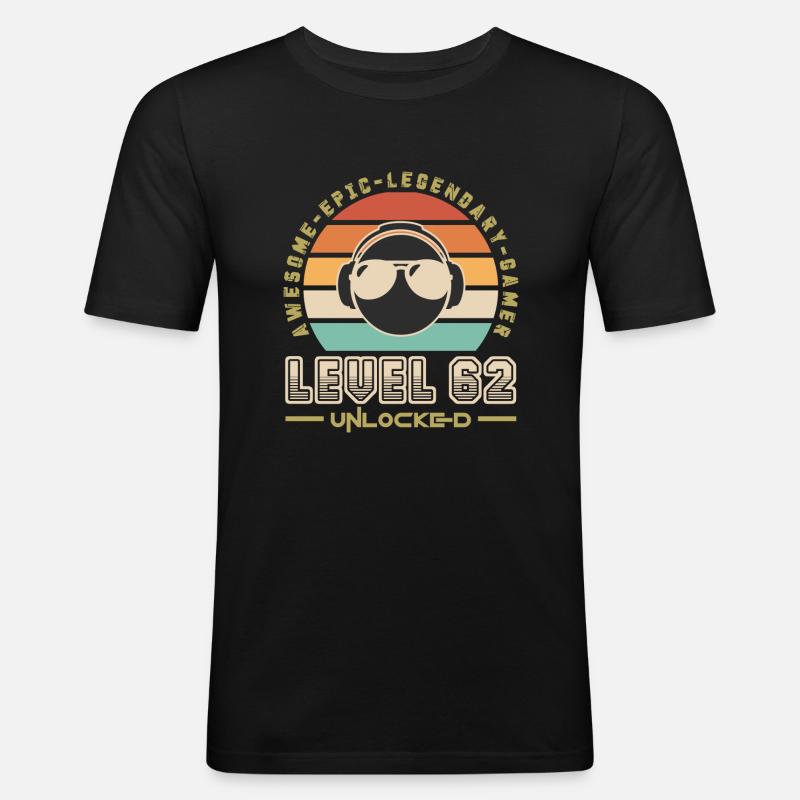 Stufe 62 - Männer Slim Fit T-Shirt - Schwarz