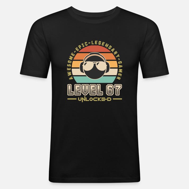 Stufe 67 - Männer Slim Fit T-Shirt - Schwarz