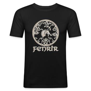 Fenriswolf, Fenrir, Wolf, nordischen Mythologie - Männer Slim Fit T-Shirt - Schwarz - Vorne - Nik (191cm)