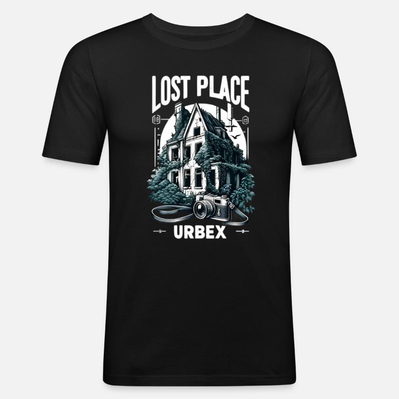 Urbex-Mystik - Männer Slim Fit T-Shirt - Schwarz