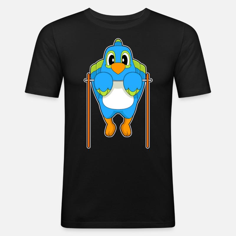 Parrot Bodybuilder Pull-ups - Men's Slim Fit T-Shirt - black