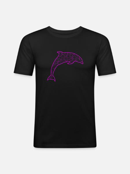 Delfin Dolphin - Männer Slim Fit T-Shirt - Schwarz