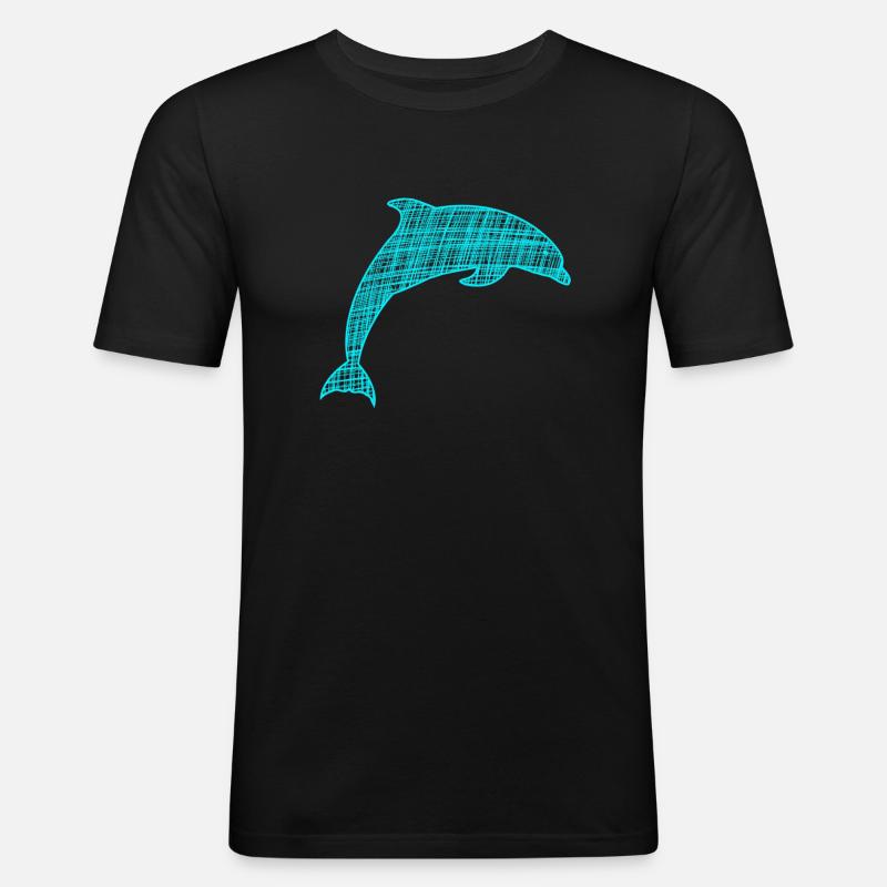 Delfin Dolphin - Männer Slim Fit T-Shirt - Schwarz