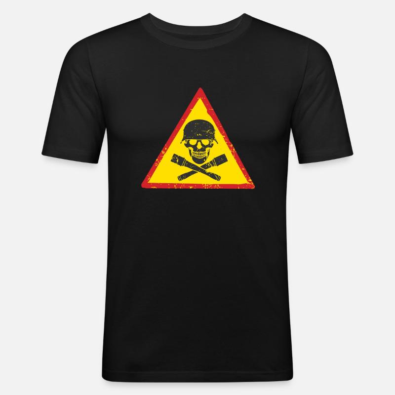 SCHÄDEL KRIEGSHELM GRANATE DEUTSCH - Männer Slim Fit T-Shirt - Schwarz