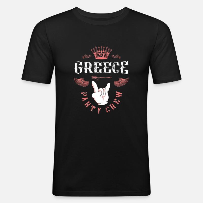 Greece Party Crew - Männer Slim Fit T-Shirt - Schwarz