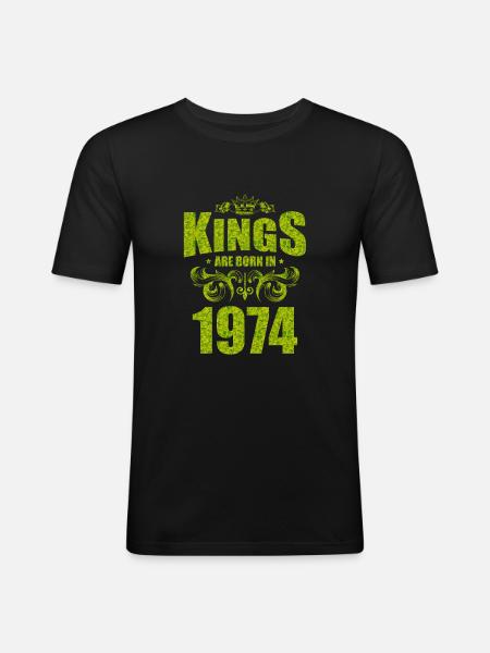 kings are born 1974 - Men's Slim Fit T-Shirt - black