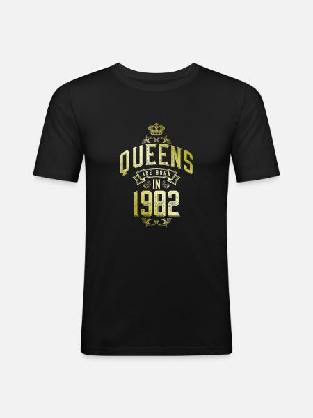 Queens born in 1982 - Men's Slim Fit T-Shirt - black