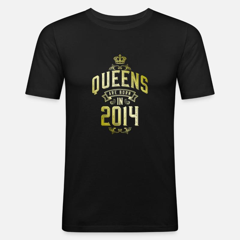 Queens born in 2014 - Männer Slim Fit T-Shirt - Schwarz