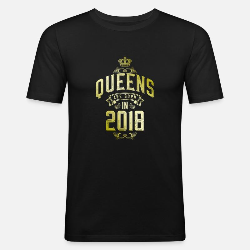Queens born in 2018 - Männer Slim Fit T-Shirt - Schwarz