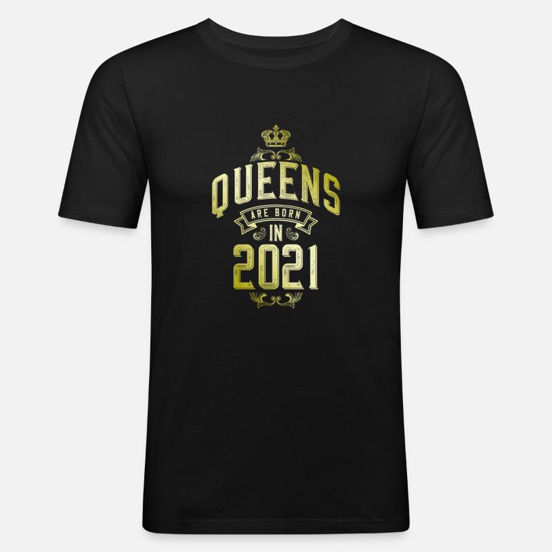 Queens born in 2021 - Männer Slim Fit T-Shirt - Schwarz