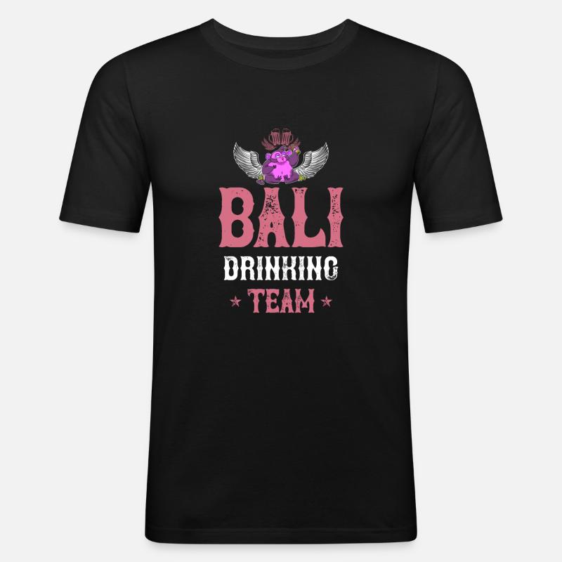 Bali Drinking Team - Männer Slim Fit T-Shirt - Schwarz