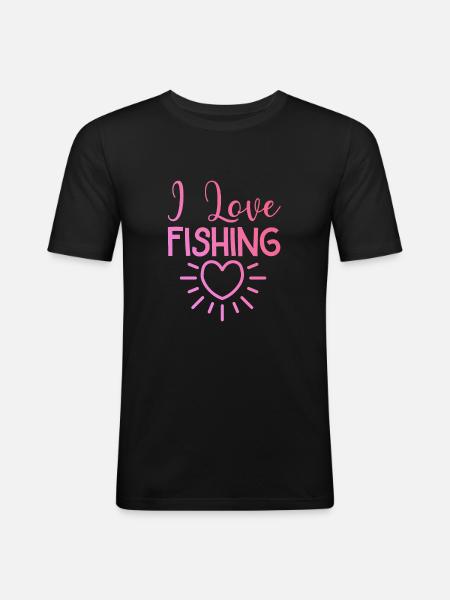 Ich Liebe Fischen - Männer Slim Fit T-Shirt - Schwarz