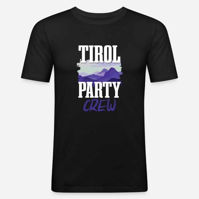 Tirol Party Crew - Männer Slim Fit T-Shirt - Schwarz