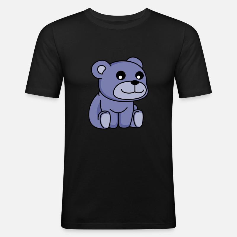 Bär Comic - Männer Slim Fit T-Shirt - Schwarz