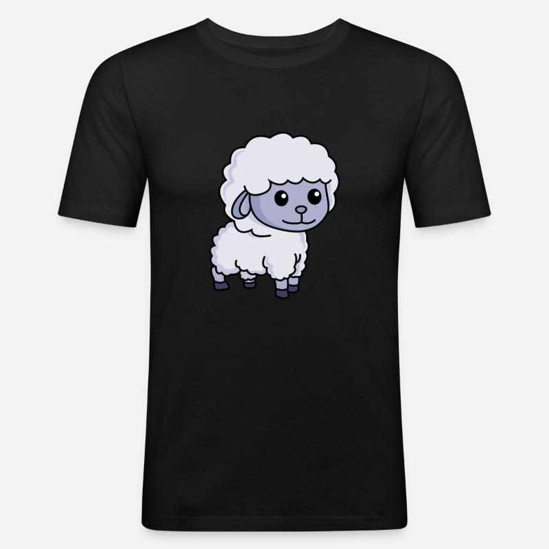 Schaf Comic Tier - Männer Slim Fit T-Shirt - Schwarz