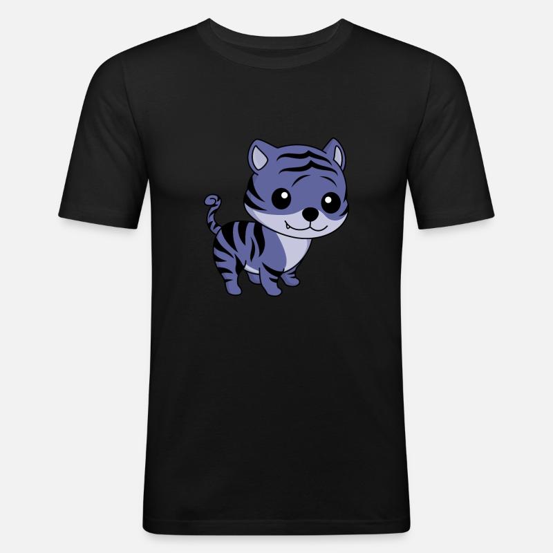 Tiger Comic Tier - Männer Slim Fit T-Shirt - Schwarz