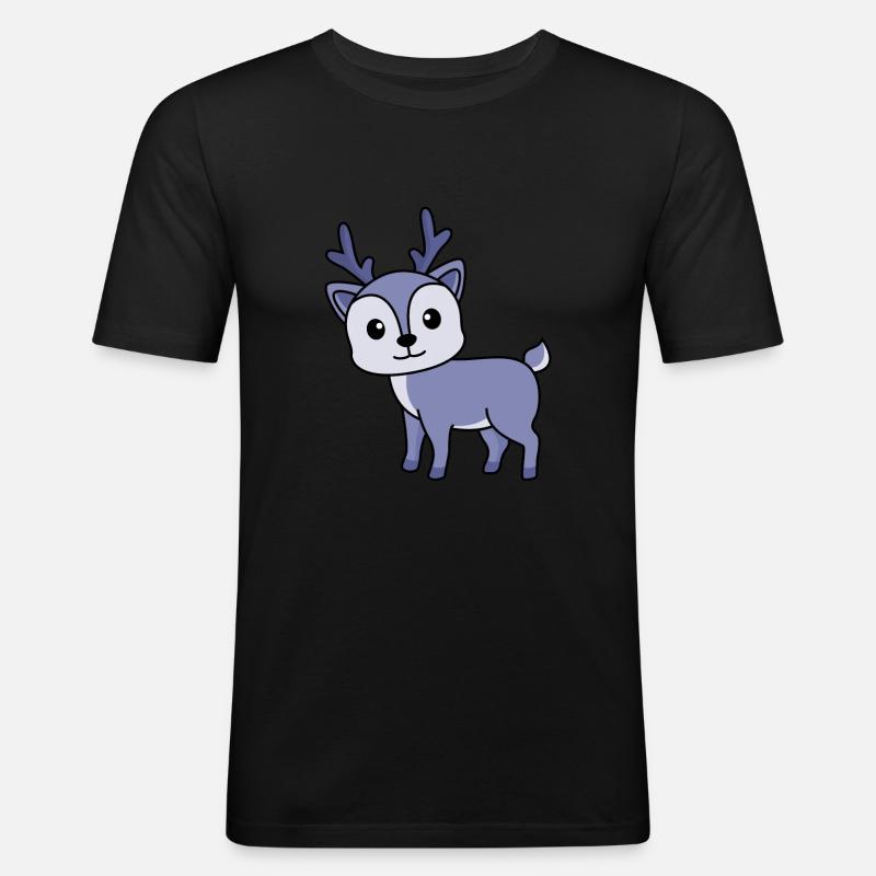 Hirsch Comic Tier - Männer Slim Fit T-Shirt - Schwarz