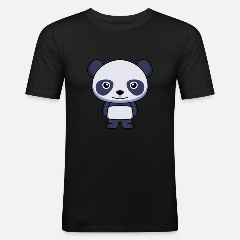 Panda Comic Tier - Männer Slim Fit T-Shirt - Schwarz