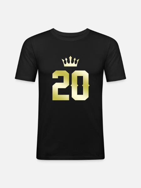 20 Zahl Krone - Männer Slim Fit T-Shirt - Schwarz
