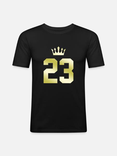 23 Couronne numérique - T-shirt près du corps Homme - noir