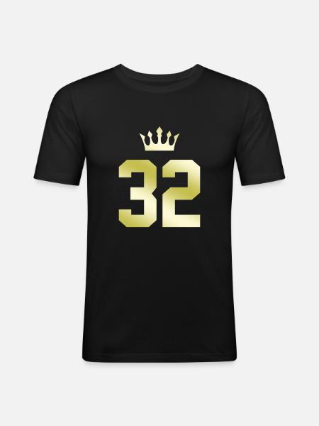 32 Couronne numérique - T-shirt près du corps Homme - noir