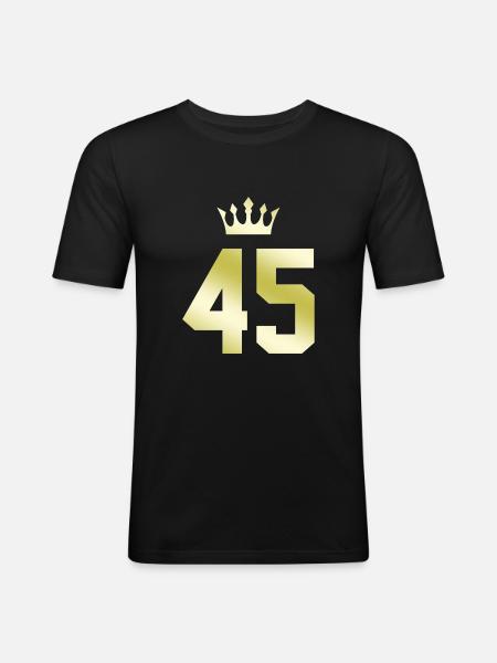 45 Zahl Krone - Männer Slim Fit T-Shirt - Schwarz