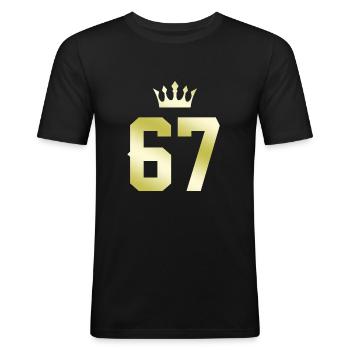 67 Number crown - Men's Slim Fit T-Shirt - black - Front - Nik (191cm)