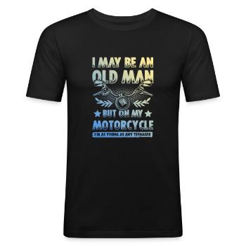 Motorcycle old man - Men's Slim Fit T-Shirt - black - Front - Nik (191cm)