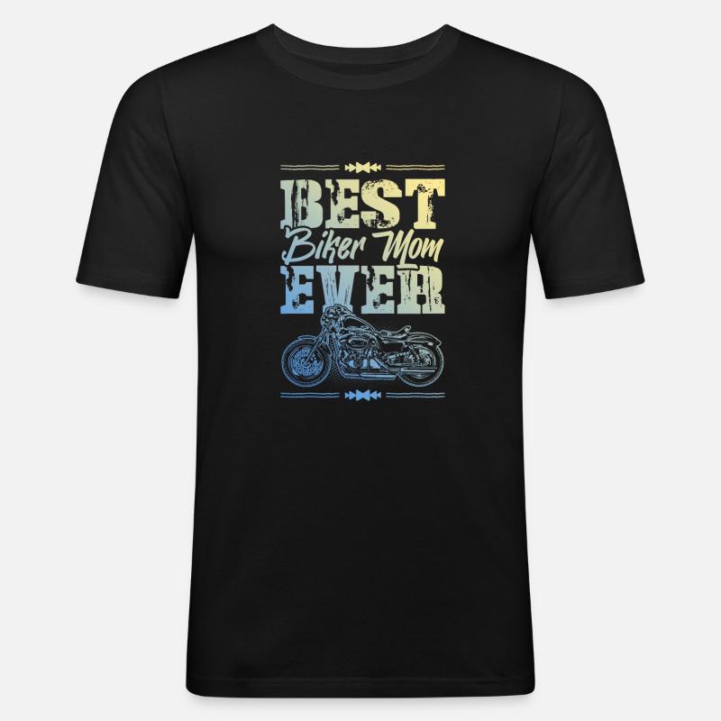 Biker Mom - Männer Slim Fit T-Shirt - Schwarz