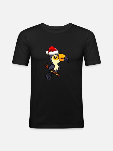 Toucan Comic Christmas - Men's Slim Fit T-Shirt - black