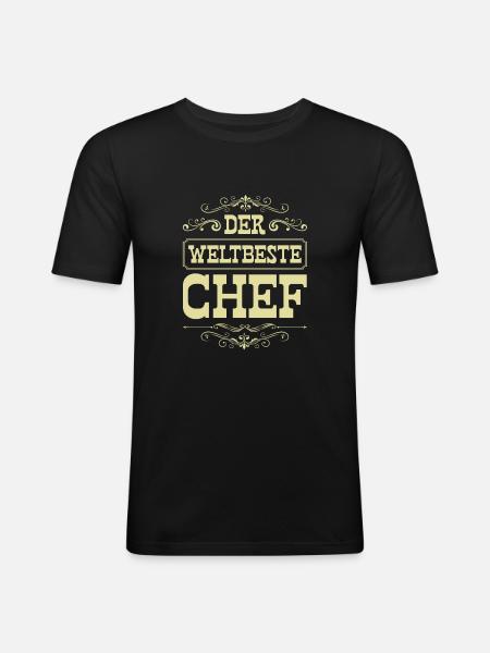Weltbester Chef - Männer Slim Fit T-Shirt - Schwarz