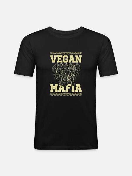 Vegan Mafia - Männer Slim Fit T-Shirt - Schwarz