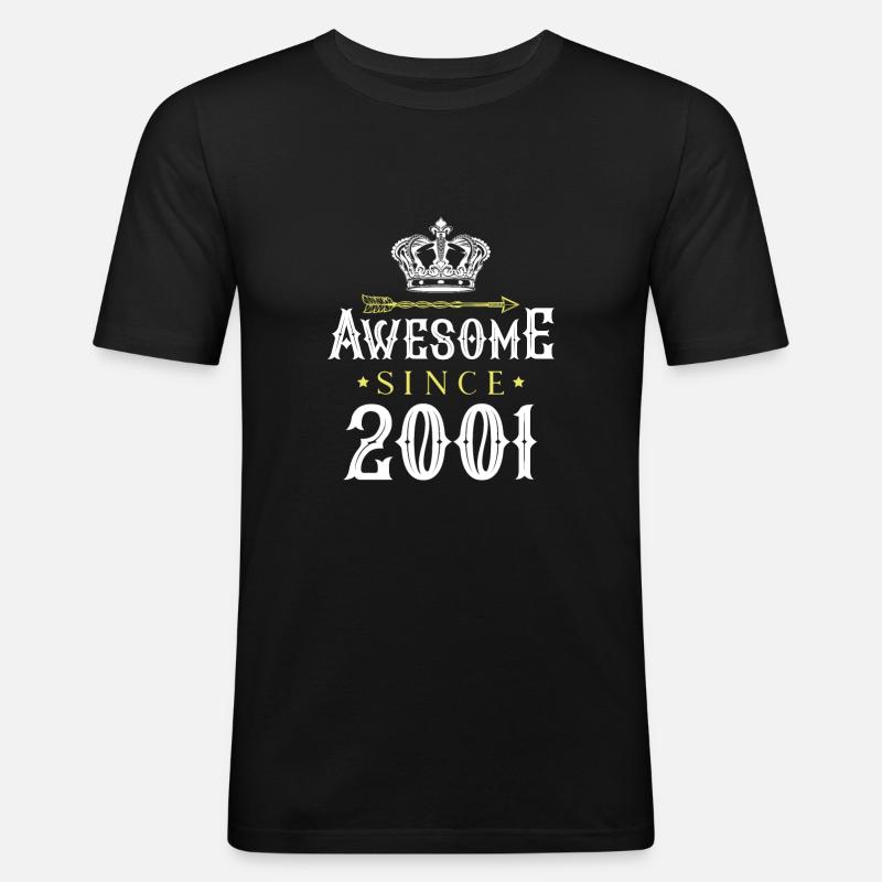 2001 awesome since - Männer Slim Fit T-Shirt - Schwarz