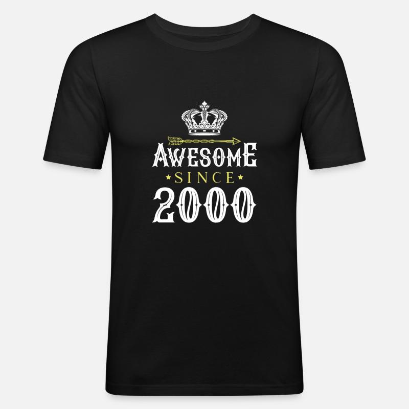 2000 awesome since - Männer Slim Fit T-Shirt - Schwarz