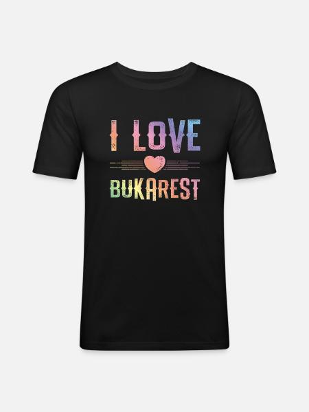 I Love Bucharest - Men's Slim Fit T-Shirt - black