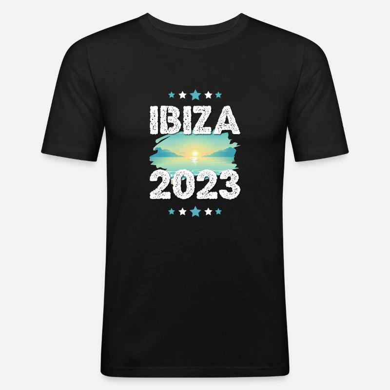 Ibiza 2023 - Männer Slim Fit T-Shirt - Schwarz